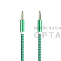 Aux-кабель (М-М) 1м зеленый, нейлоновая оплетка, (A-35-35 green)/100