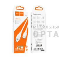 Кабель Type-C to Lightning HOCO X93 Force, 1.0м, 2.4A, PD 20Вт,  белый